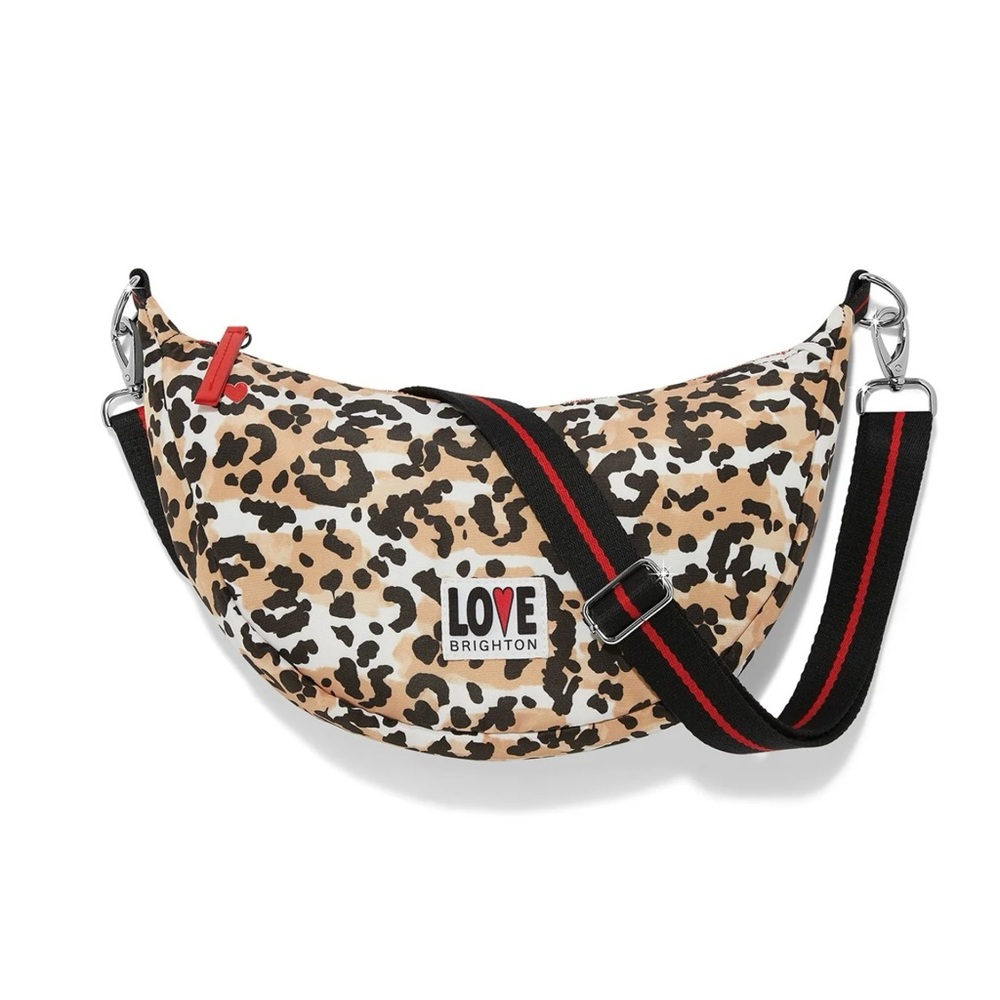 Brighton Designs Spotted LOVE Swing  Leopard Animal Print Shoulder Bag NWT